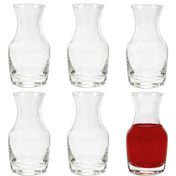 Cornucopia Brands Individual Wine Carafes (6-Pack); Small 6.5oz Single-Serving Personal Mini Size Wine Decanters