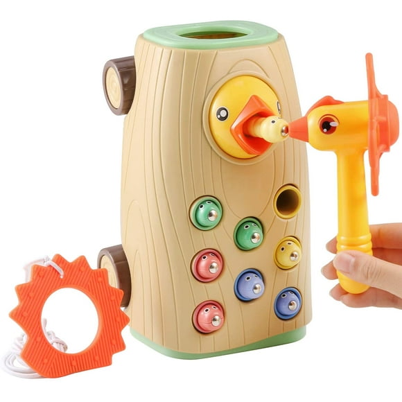 3 IN 1 Toddler Learning Game Set for 2 3 Year Olds Boy Girl Gifts, Fine Motor Skills Montessori Toys Imitation Wooden Hammer Toys