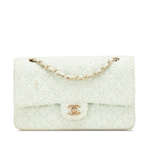 Pre-Owned Chanel Matelasse 25 Coco Mark Double Flap Chain Shoulder Bag in Green Mint... (Good)