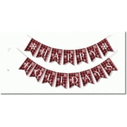Rustic Buffalo Plaid Merry Home Outdoor Hanging Decor - Happy Holidays Banner: New Years Eve Decorations for a Festive Place
