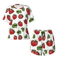 thumbnail image 5 of "Wukai Hand Drawn Strawberry Women's Pajama Set - Short-Sleeve Top and Shorts with Elastic Waistband and Pockets for Loungewear, Yoga, and Casual Wear-Medium, 5 of 8