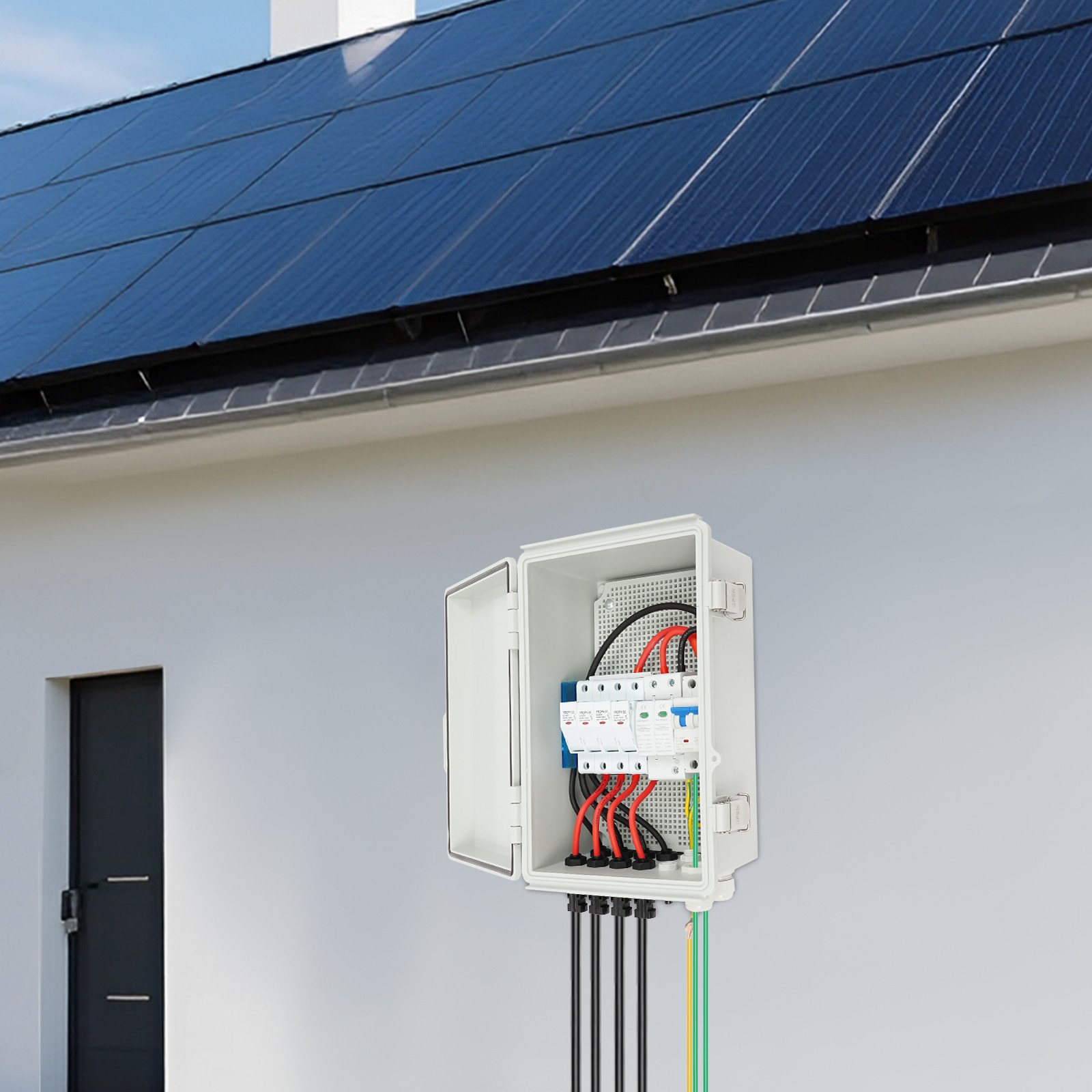 Solar Combiner Box PV Combiner 63A Circuit Breaker 4 String for Solar Panel Kit