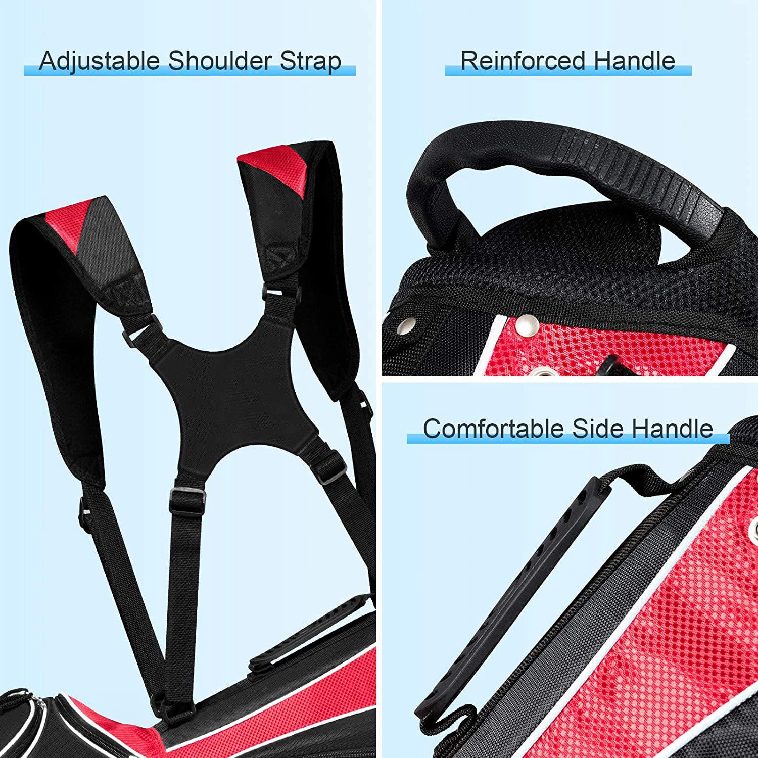 Neatifyes Golf Stand Bag with 6 Way Top Dividers, Lightweight Golf Bag with Adjustable Dual Strap & 8 Pockets, Waterproof Rain Hood, Portable for Men Women