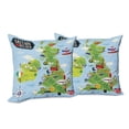 thumbnail image 6 of Ambesonne Cartoon Throw Pillow Cover 2 Pack, Maps of Britain Ireland, 24", Pale Blue Apple Green, 6 of 6