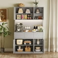 thumbnail image 7 of 71" Tall Kitchen Pantry Cabinet, Kitchen Hutch Storage Cabinet with Led Lights and Power Outlets, Food Pantry Cabinet with Microwave Stand, Adjustable Shelves, Handless Design, 7 of 7