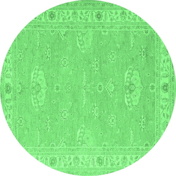 Ahgly Company Indoor Round Oriental Emerald Green Traditional Area Rugs, 3' Round