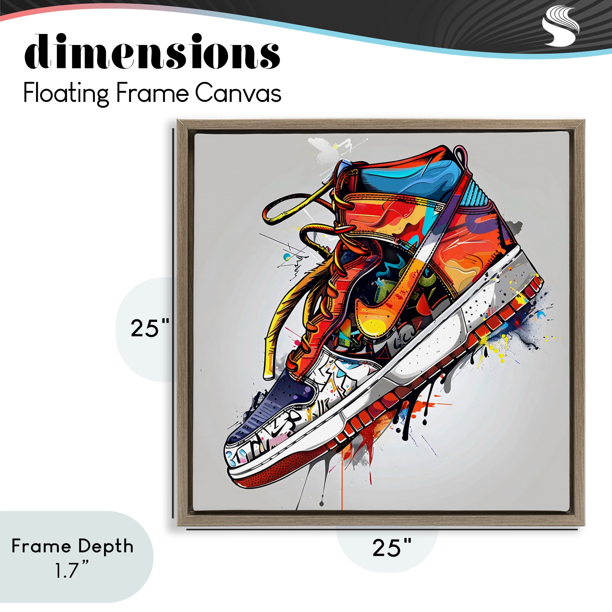 Stupell Industries Graffiti Sneaker with Laces Brown Framed Floater Canvas Wall Art, design by Creative Studio
