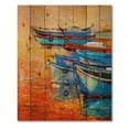 thumbnail image 3 of Designart 'Boats During Warm Sunset Resting On The Water VIII' Nautical & Coastal Print on Natural Pine Wood, 3 of 5
