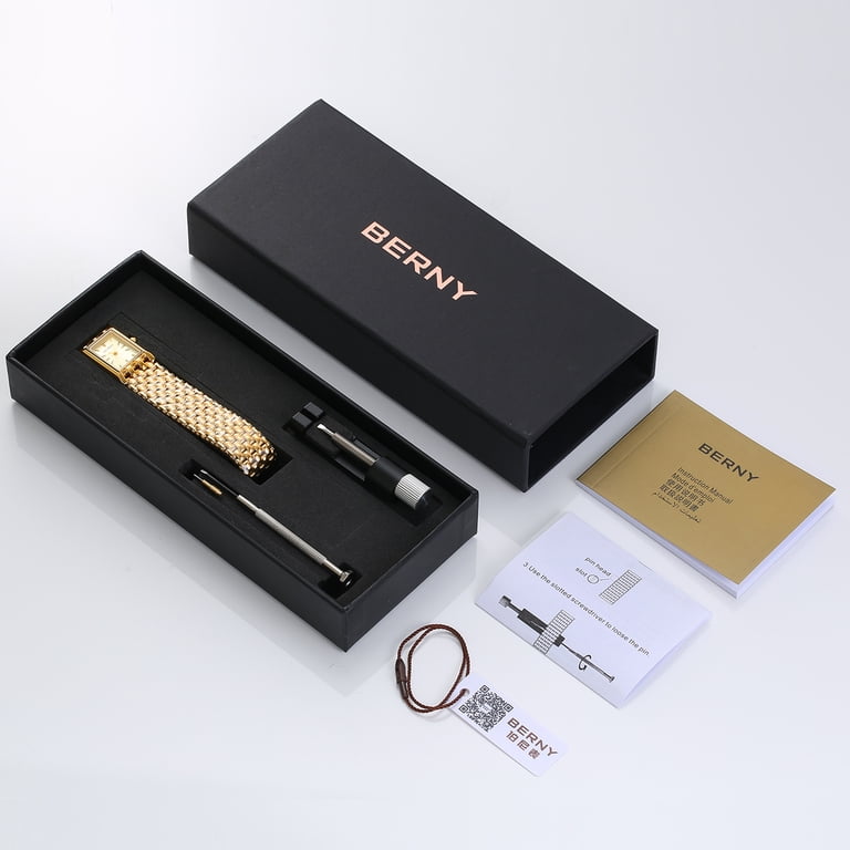 Berny Women's Small Gold Rectangular Minimalist Watch photo 8