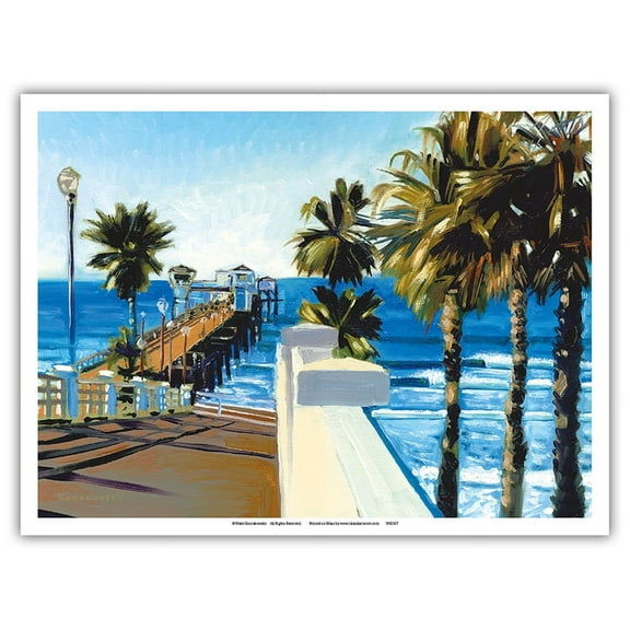 Oceanside Pier California - From an Original Color Painting by Wade Koniakowsky - Master Art Print (Unframed) 9in x 12in