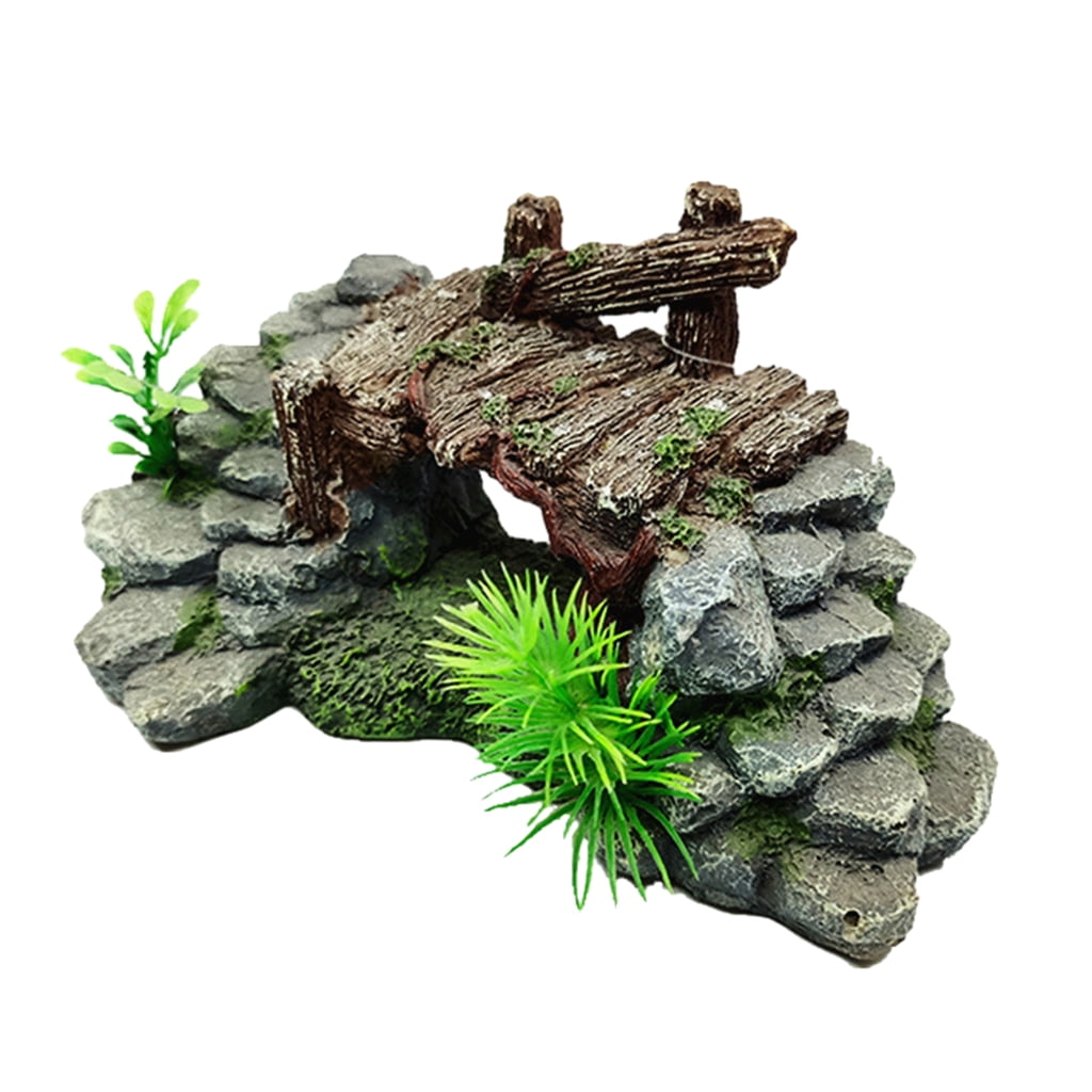 Realistic Bridge Resin Simulation Aquarium Ornaments Fish Tanks Aquarium Plant Turtle Basking Climbing Platform Supplies