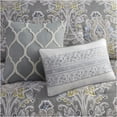 thumbnail image 6 of JERFIT King Size 6-Piece Comforter Set, Grey Damask Pattern, 100% Cotton Sateen, OEKO-TEX Certified Bedding Ensemble with Comforter, Shams, Bed Skirt & Pillows, 6 of 10