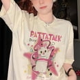 thumbnail image 4 of Camiseta Y2k Harajuku para mujer, camiseta de manga corta con estampado de gato rosa para mujer, camiseta holgada de dibujos animados Ins, ropa bonita 2023, 4 of 5