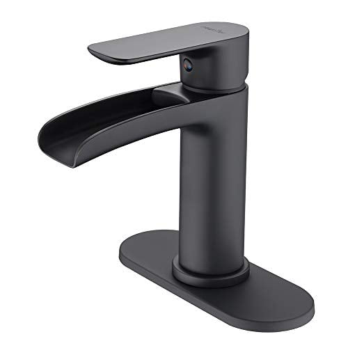 Bathroom Sink Faucet with Drain Lavatory Waterfall Faucet Single-Lever Mixer Tap 