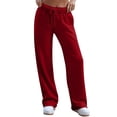 thumbnail image 2 of Red Wide Leg Sweatpants Women's Wide Leg Inside Drawstring Loose Sweatpants with Casual Loose Fit Fashion Fashion Clothing, 2 of 6