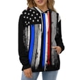 thumbnail image 4 of American Flag Blue Line Design Men's Women Vintage 3D Hooded Sweatshirt - All-Season Loose Fit Streetwear, 4 of 6