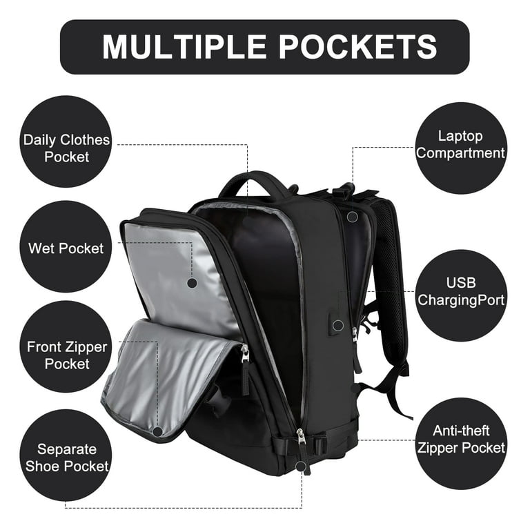 Dakimoe Large Travel Backpack for Women Men Laptop Bag Airline Approved Carry On Backpacks Waterproof Anti Theft Gym Bags Hiking Flight Approved Dakimoe Large Travel Backpack for Women Men Laptop Bag Airline Approved Carry On Backpacks Waterproof Anti Theft Gym Bags Hiking Flight Approved