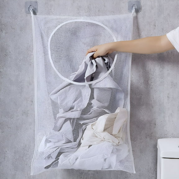 LAMIRO Laundry Bags Mesh Wall Mounted Large Capacity Saves Space Door Hanging Laundry Hamper for Dirty Clothes