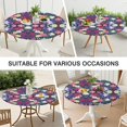 thumbnail image 7 of Fitted Round Tablecloth with Elastic Edge and Garden-Inspired Flower Print, Water-Resistant Polyester Cover for Indoor and Outdoor Use, Fits 44-52 Inch Table, 7 of 7