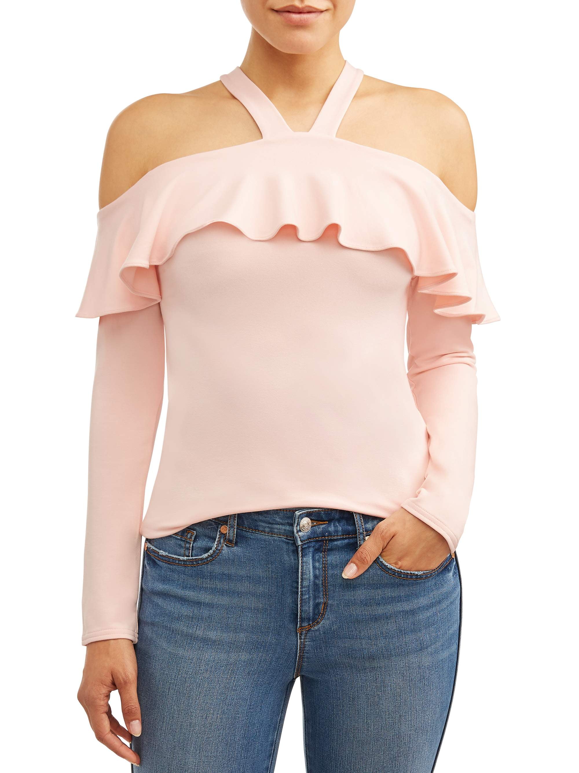 halter neck ruffle top
