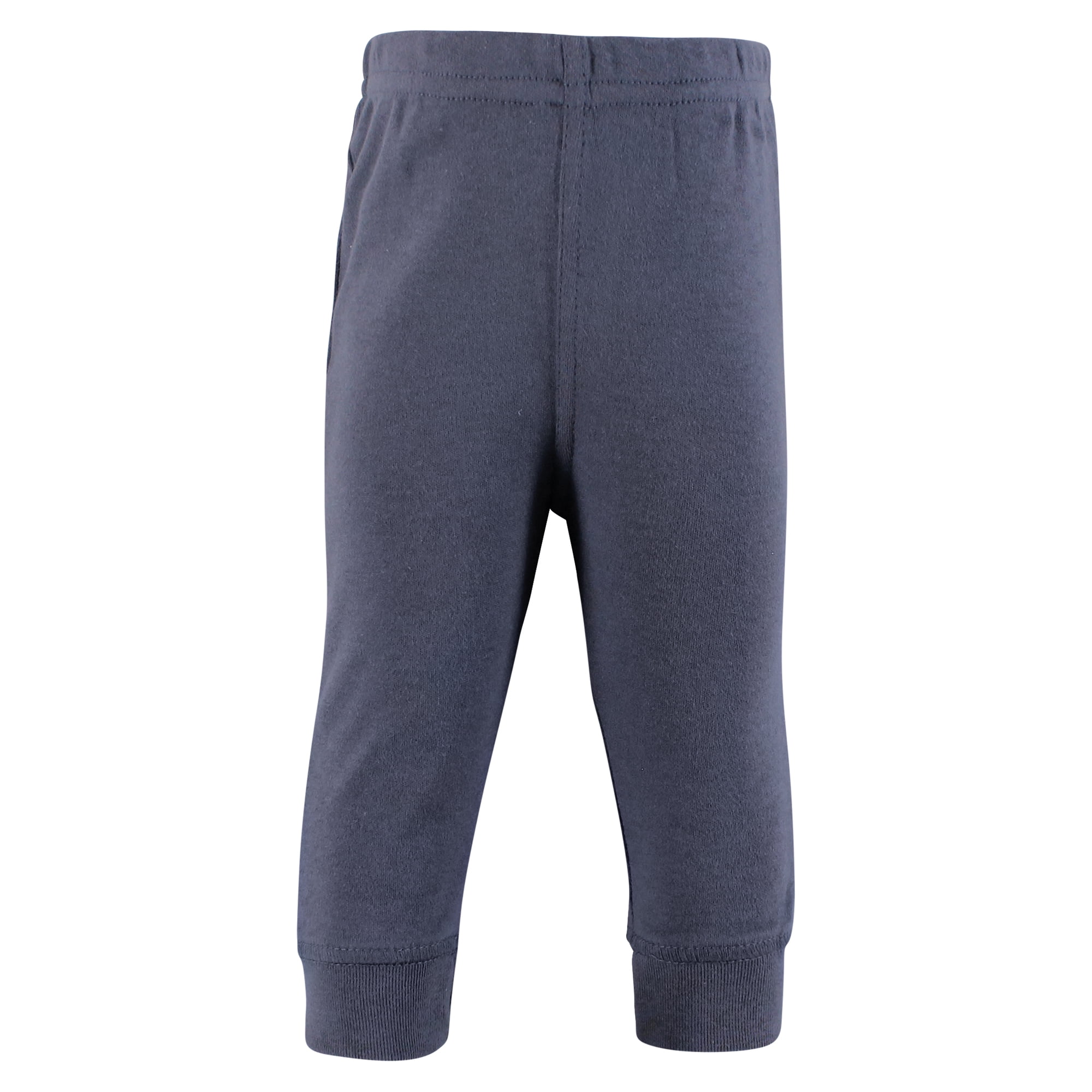 Hudson Baby Boys Cotton Pants and Leggings, Gray Construction Trucks, Preemie