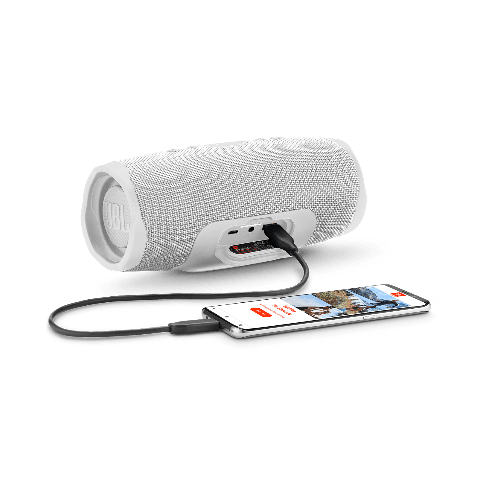 Restored JBL Charge 4 Portable Bluetooth Speaker, White