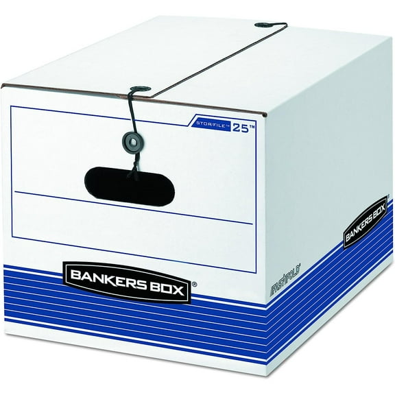 Bilot 0002501 Storage Box, Legal/Letter, Tie Closure, White/Blue, 4/Carton