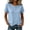 #0354-Blue, variant on Pounoo Women's Casual Blouses Short Sleeve Notch Neck Solid Color Tops Everyday Style Comfortable Loose Fit Tees Gift