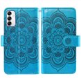 thumbnail image 6 of Compatible with Samsung Galaxy A14/M14 5G Wallet Phone Case and Tempered Glass Screen Protector Flower Faux Leather Flip Credit Card Holder Stand Zipper Cell Cover for A 14 4G 14A 14M G5 Women Blue, 6 of 8