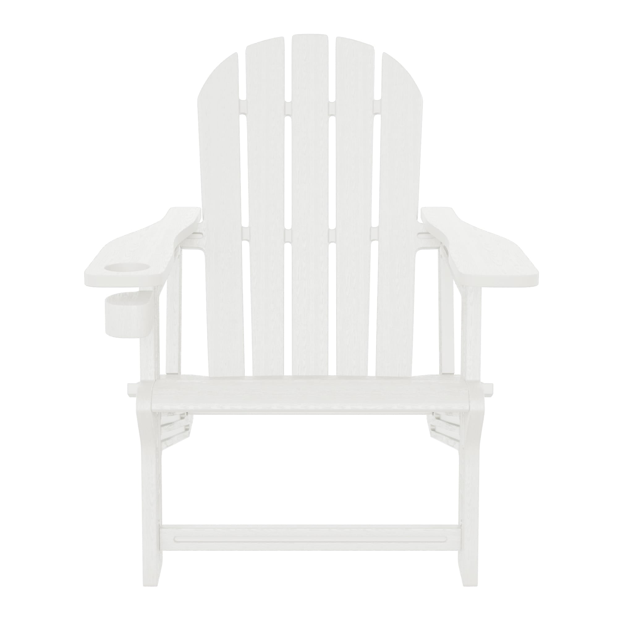 WestinTrends Tool-Free Assembly Outdoor Patio HDPE Plastic Adirondack Chair with Cup Holder, White