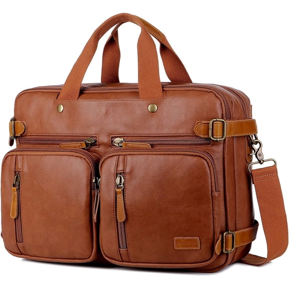 Men Vegan Leather Briefcase Backpack Hybrid 17 Inch Laptop Bag Case Business Messenger bag HB-22