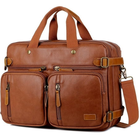 Men Vegan Leather Briefcase Backpack Hybrid 17 Inch Laptop Bag Case Business Messenger bag HB-22