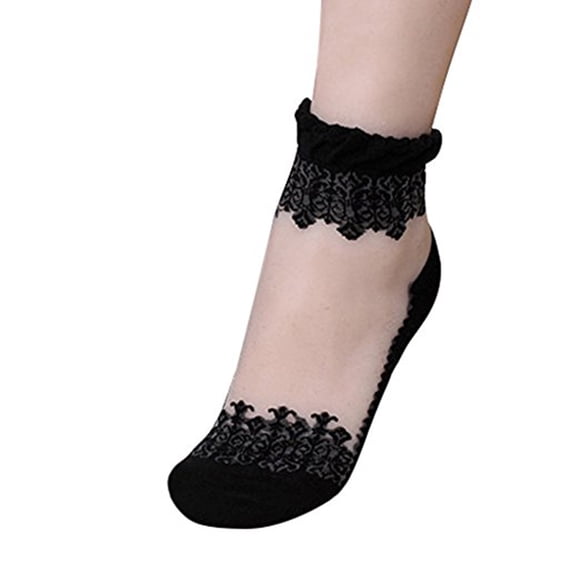 NUOLUX Calcetines De Encaje Transparentes Negros Con Y Tacto Para Mujer