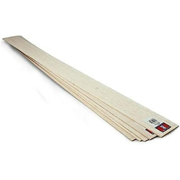 Saunders Midwest Basswood Sheets - Unfinished Wood, Rectangular - Pack of 20, 0.125 x 3 in.