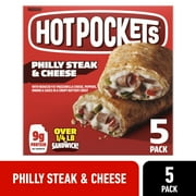 Hot Pockets Frozen Snacks Philly Steak and Cheese Seasoned Crust Sandwiches, 22.5 oz, 5 Count Box (Frozen)