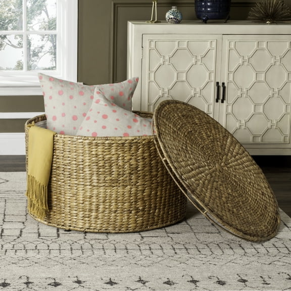 SAFAVIEH Jesse Wicker Storage Coffee Table Natural