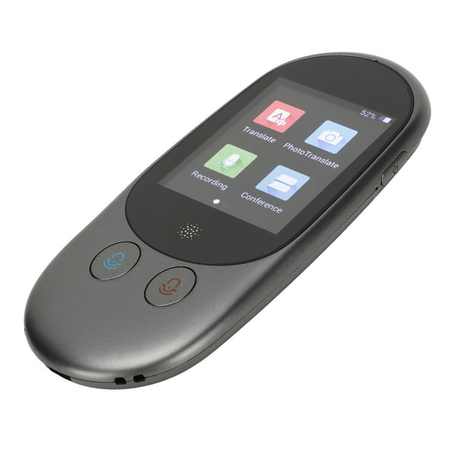 Smart Translator, 2.4in HD Screen Portable Language Translator Device Dual Noise Canceling Mic 1500mAh Battery for Dating Grey