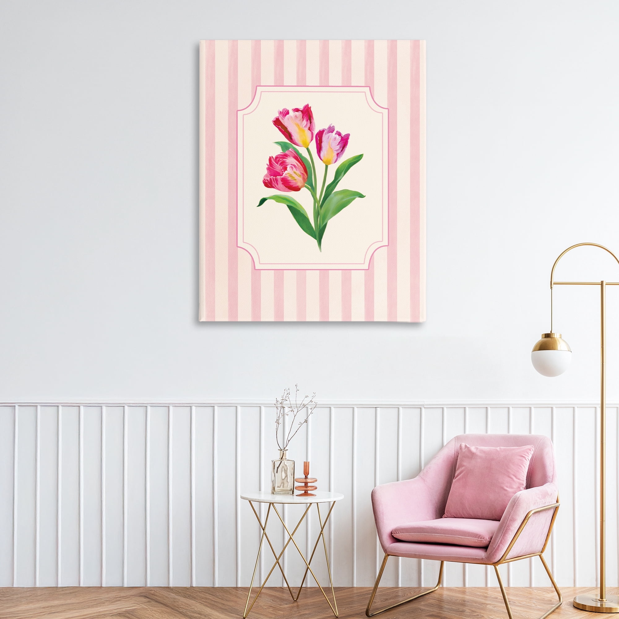 Stupell Industries Magenta Tulips over Stripes Canvas Wall Art, design by Diane Neukirch