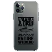 DistinctInk Clear Hybrid Case for Apple iPhone 12 Mini (5.4" Screen) - Teach Man to Fish, Get Rid of Him for Weekend - Lightweight Grip