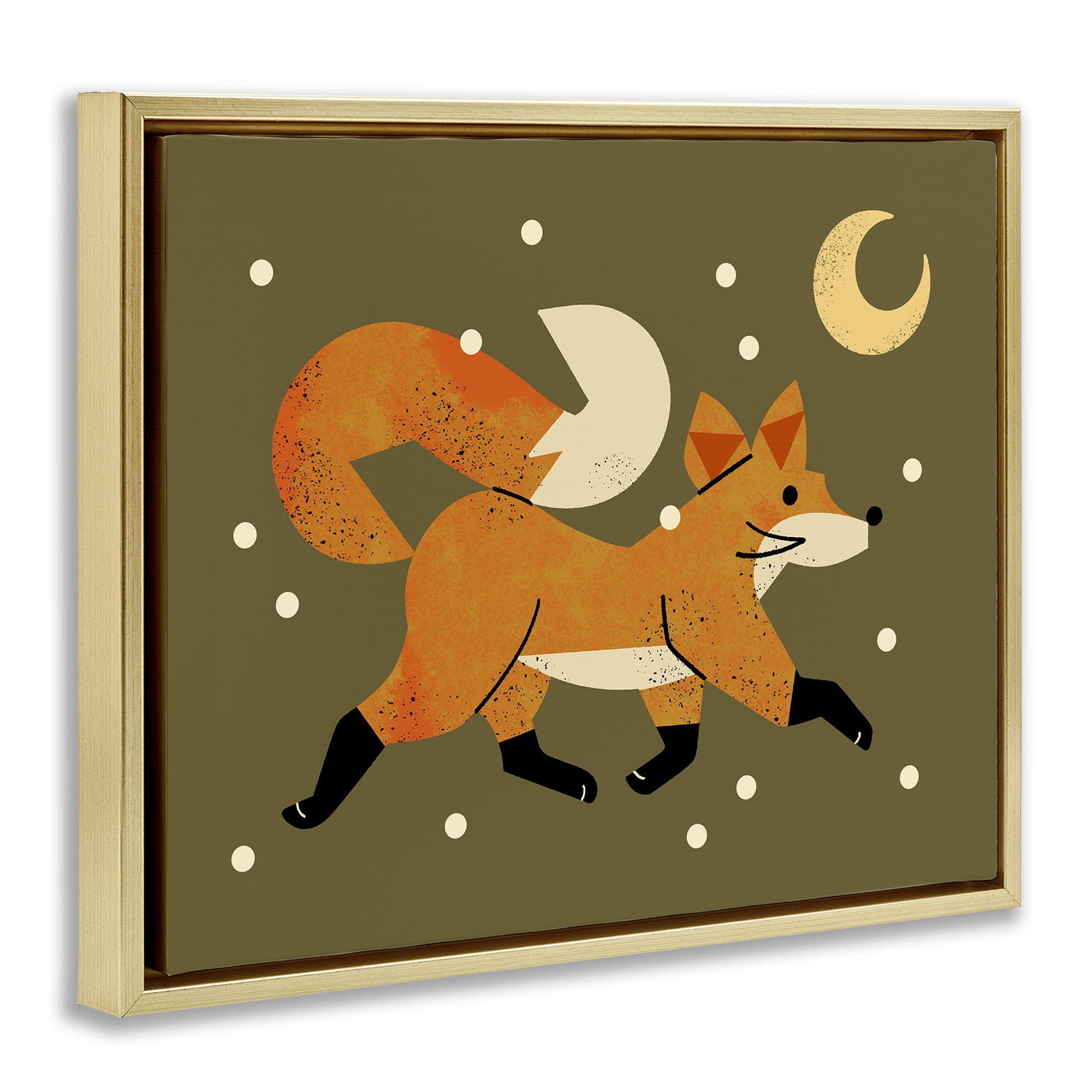 Stupell Industries Wandering Winter Fox Gold Framed Floater Canvas Wall Art, design by Renea L. Thull