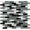 SomerTile 12" x 12" Reflections Subway 5/8" x 2" Charcoal Glass/Stone Mosaic Tile (10 Tiles/ 9.6 sqft.)