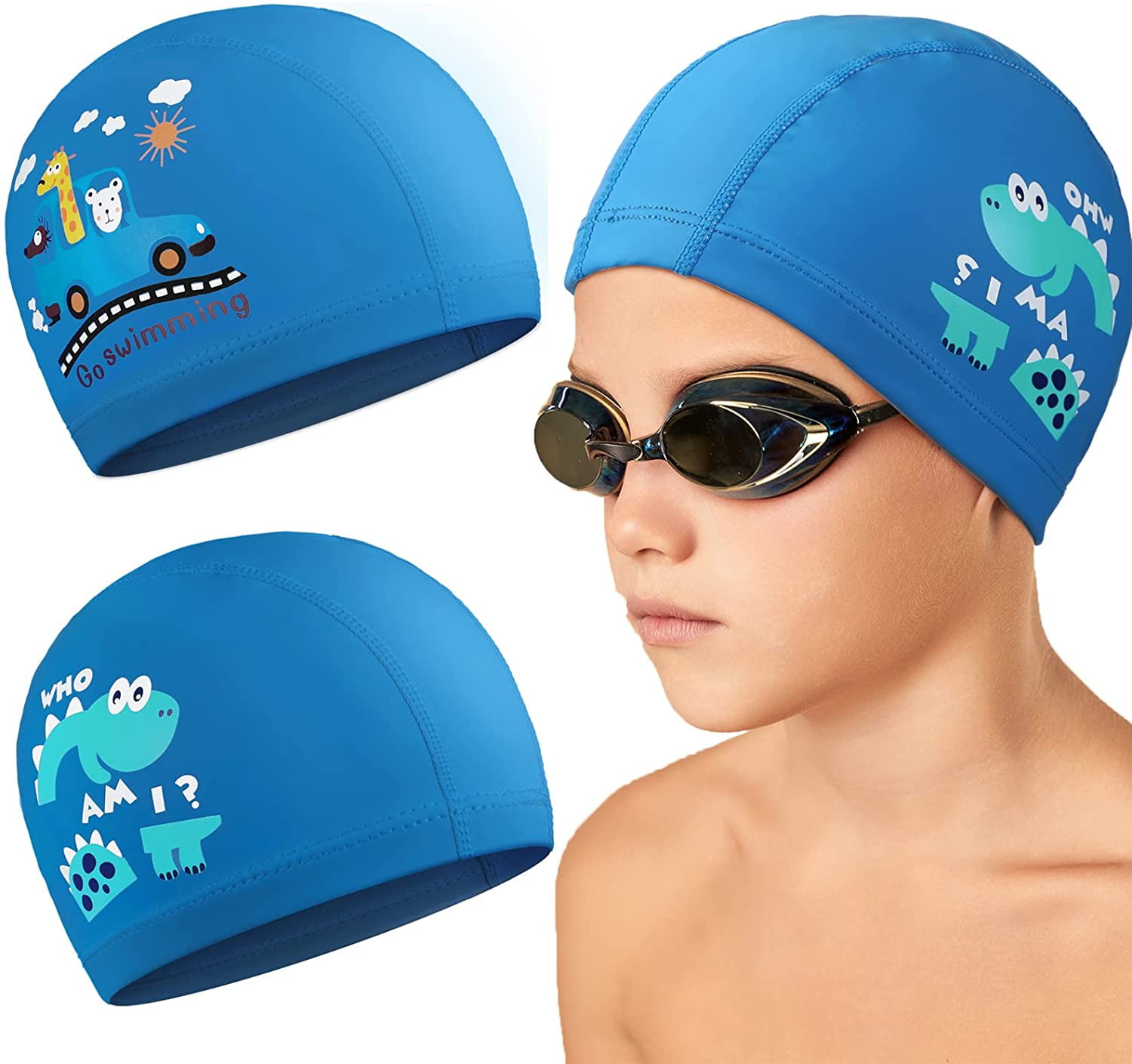 2 Pieces Kids Swimming Caps for Kids, Toddler, Children, Boys and Girls