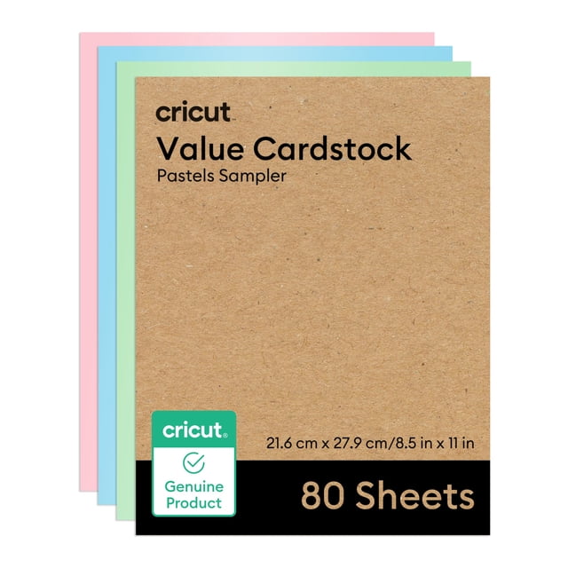 Sampler Cricut Value Pastels de cartulina, 80 hojas, 21,6 x 27,9 cm