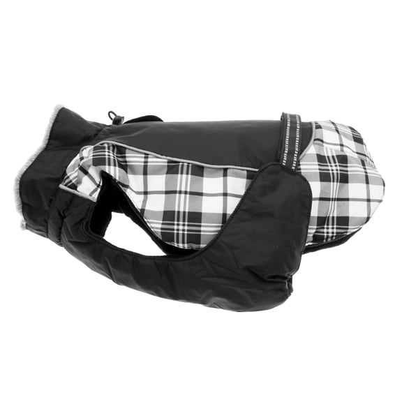 Alpine All Weather Dog Coat by Doggie Design - Black and White Plaid