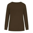 thumbnail image 5 of Latest Seasonal Must-Haves! HIMIWAY Fall Fashion Tops Women's Fashion Casual Long Sleeve Solid Round Neck T-shirt Top Pullover Brown M, 5 of 6