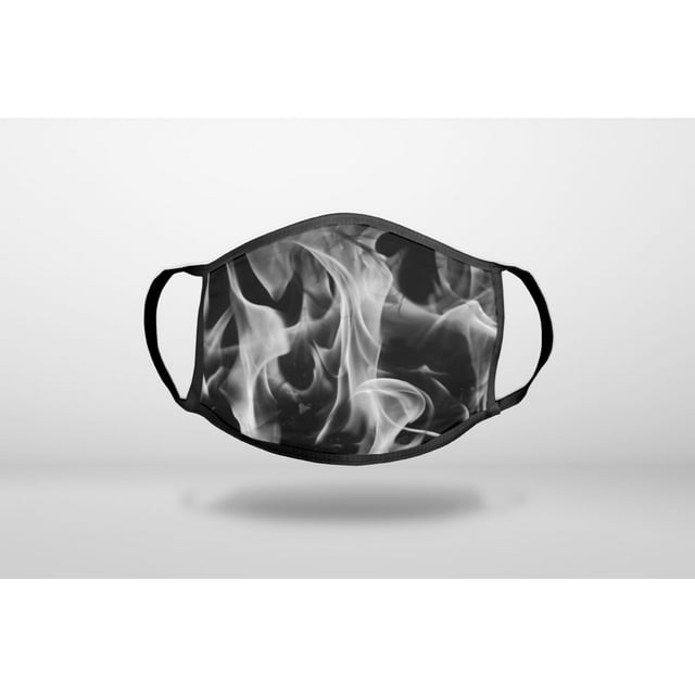 Grey Black Flame Fire - 3-Ply Reusable Soft Face Mask Covering, Unisex ...