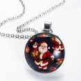 thumbnail image 2 of Santa Claus Glass Design Circular Pendant Women's Necklace - Elegant Jewelry Piece, 2 of 5