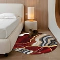thumbnail image 3 of Red Marble Large Area Rugs for Bedroom Living Room, Soft Non Slip Carpet Bedside Rug, Grey Gold Texture Vintage Farmhouse Art Round Floor Cover Kitchen Accent Rug 3' for Dining Room/Office, 3 of 9
