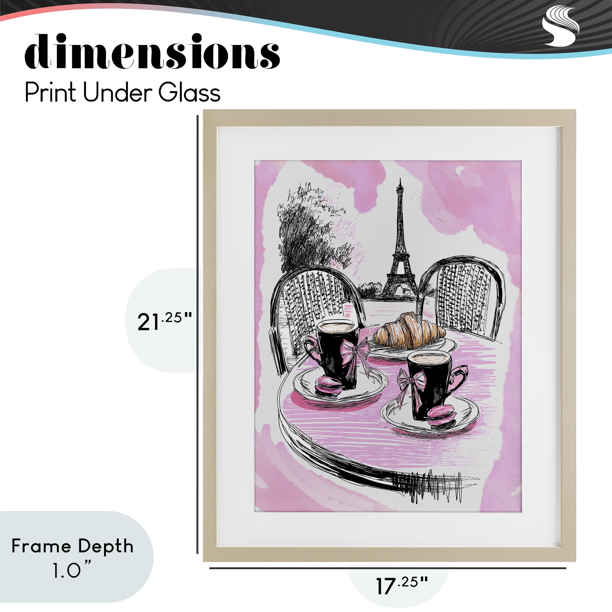 Stupell Industries Pink Parisian Cafe Breakfast Birch Framed Print Under Glass, design by Jess Stempel