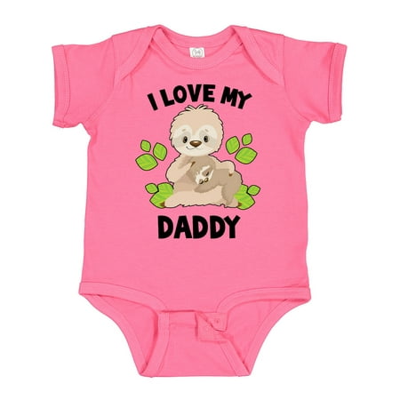 

Inktastic Cute Sloth I Love My Daddy with Green Leaves Gift Baby Boy or Baby Girl Bodysuit